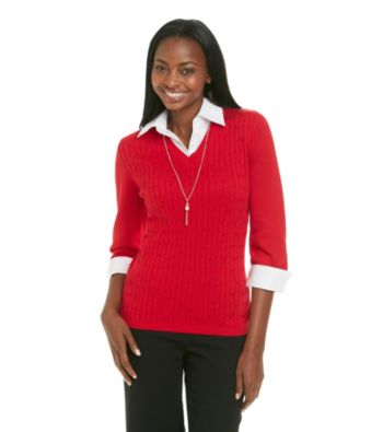 Notations® Layered-Look Sweater Shirt Combo
