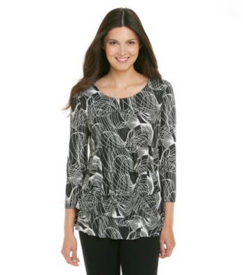 Rafaella® Printed Crinkle Tiered Top