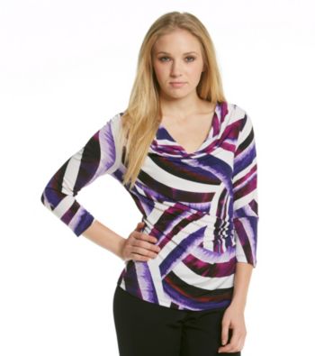 Calvin Klein Printed Drapeneck Top