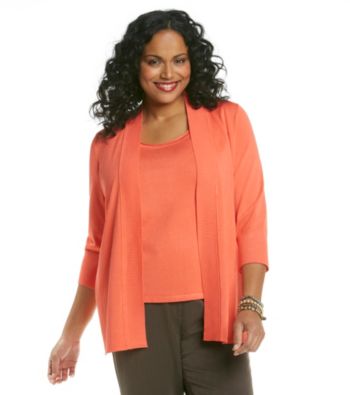 Laura Ashley® Plus Size Ribbed Open-Front Cardigan