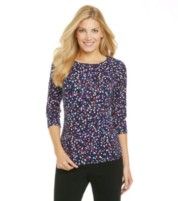 Laura Ashley® Dot Print Balletneck Tee