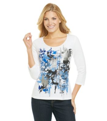 Laura Ashley® Box Print Embellished Tee