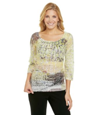 Laura Ashley® Petites' Brushed Animal Sublimation Top