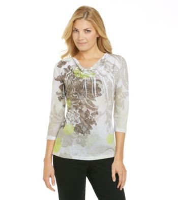Laura Ashley® Lace Sublimation Drapeneck Top