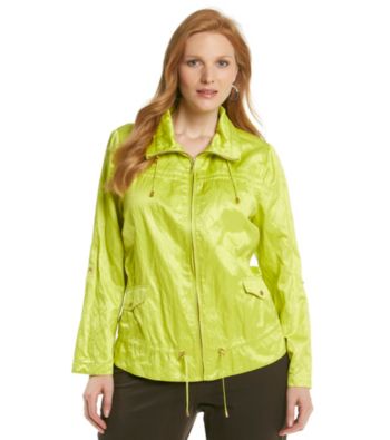 Laura Ashley® Plus Size Lemongrass Crinkle Anorak Jacket
