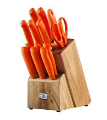Chicago Cutlery Kinzie 14-pc. Orange Knife Set with Block
