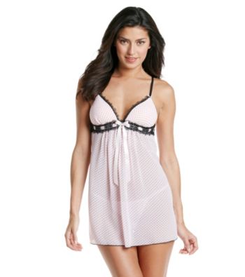 Linea Donatella® Pink Dot Chiffon Babydoll Set