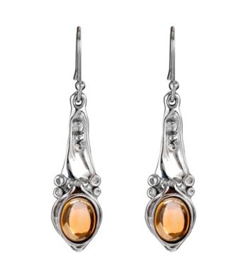 Hagit Gorali Sterling Silver Earrings W/Citrine Gemstone