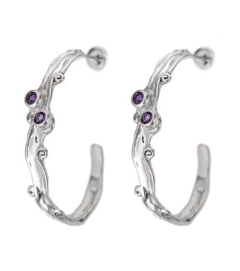 Hagit Gorali Sterling Silver Earrings W/Amethyst Gemstone