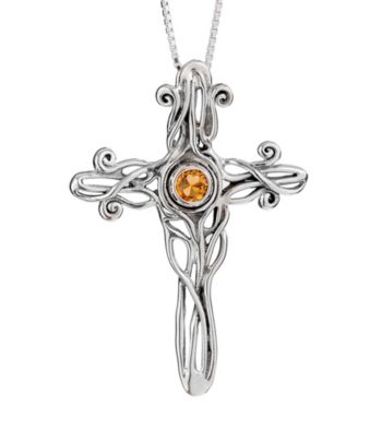 Hagit Gorali Sterling Silver Cross W/Citrine Gemstone