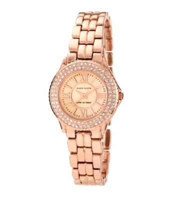 Anne Klein® Crystal and Rose Goldtone Bracelet Watch