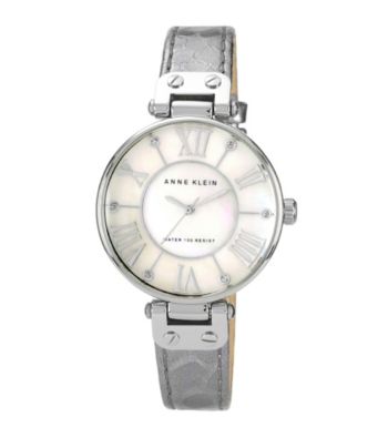 Anne Klein® Silver Oversized Dial W/Printed Strap
