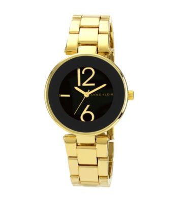 Anne Klein® Black Round Case W/Gold Bracelet