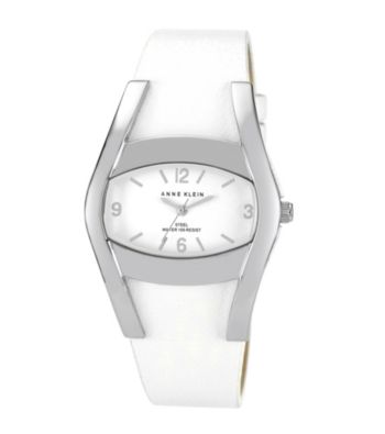 Anne Klein® Silver Oval Case W/White Leather