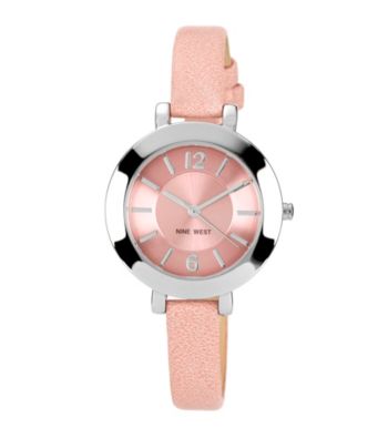 Nine West® Pink Silvertone Case W/Blush Strap