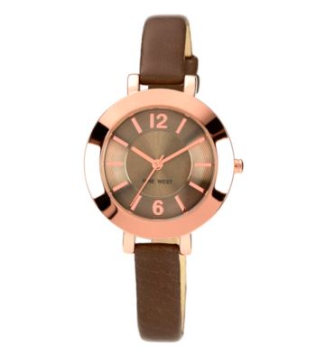 Nine West® Rose Goldtone Case W/Gray Strap