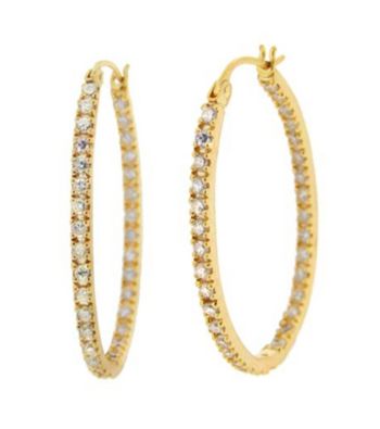 Designs by FMC Gold Plated Vermeil Cubic Zirconia Hoop Earrings