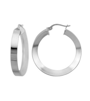 Designs by FMC Sterling Silver Reverse Knife Edge Polished Hoop Earrings