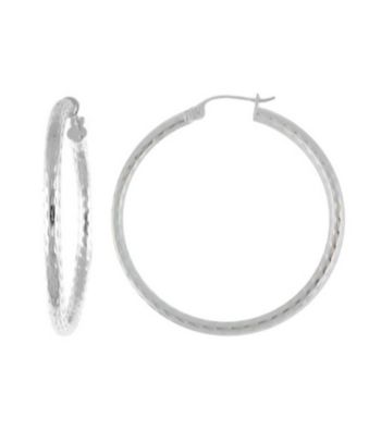 Designs by FMC Sterling Silver Diamond Cut Hoop Earrings