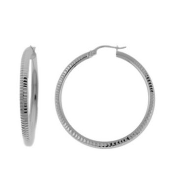 Designs by FMC Sterling Silver Textured Hoop Earrings