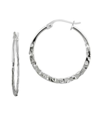 Designs by FMC Sterling Silver Hammered Hoop Earrings