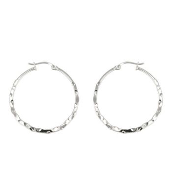Designs by FMC Sterling Silver Medium Hammered Hoop Earrings