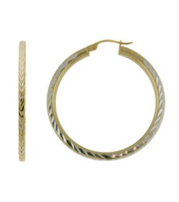 Designs by FMC Diamond Cut Two-Tone Hoop Earrings