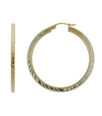 Designs by FMC Diamond Cut Two-Tone Hoop Earrings