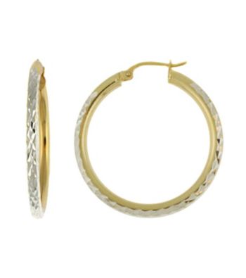 Designs by FMC Diamond Cut Two-Tone Hoop Earrings