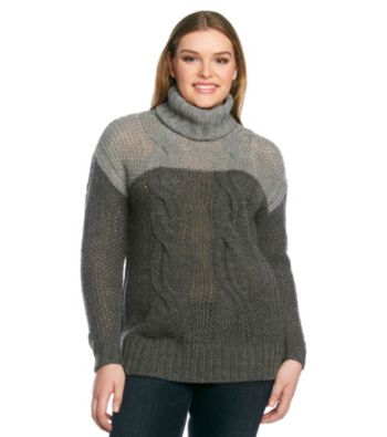 DKNY JEANS® Plus Size Cabled Tunic Sweater