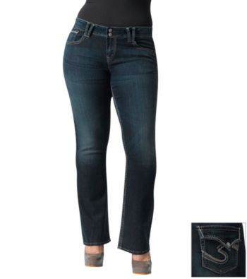Silver Jeans Co. Plus Size Flap Back Pocket Straight Leg Jeans
