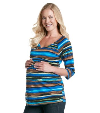 Three Seasons Maternity™ Surplice Stripe Belted Top
