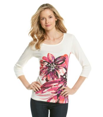 Relativity® Casual Printed Scoopneck Tee