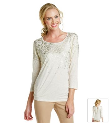 Laura Ashley® Khaki Heather Foil Top