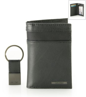 Calvin Klein Men's Black Credit Card Fold Wallet with Key Fob