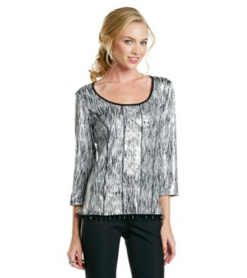 MSK® Scoopneck Beaded Piped Top