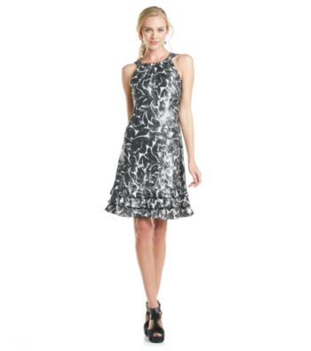 MSK® Tiered Foil Print Halter Dress