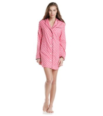 HUE® Carmine Rose Pink Penny Dot Woven Sleepshirt