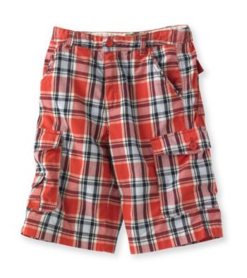 Ruff Hewn Boys' 8-20 Coral Bloom Plaid Cargo Shorts