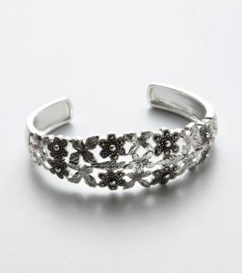 Marcasite in Base Metal Cuff Bracelet