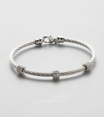 Silver Plated Cable Bangle Bracelet