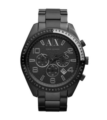A|X Armani Exchange Black/Tan Men's Black Ion-Plated Bracelet Watch