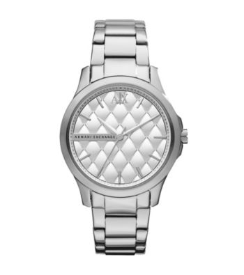 A|X Armani Exchange Silver Women's Stainless Steel Bracelet Watch with Matte Quilted Dial