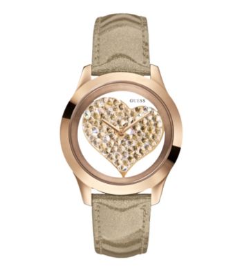 Guess Rose Goldtone Clearly Inspired Heart Watch