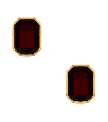 Anne Klein® Gold Tone Palatine Red Button Earrings