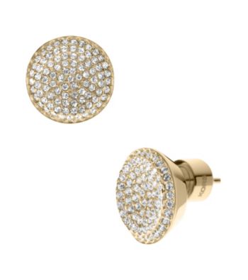 Michael Kors® Gold Plated Goldtone Concave Pave Stud Earrings