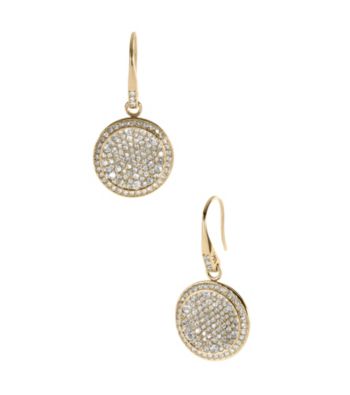 Michael Kors® Gold Plated Gold Tone Concave Pave Drop Earrings