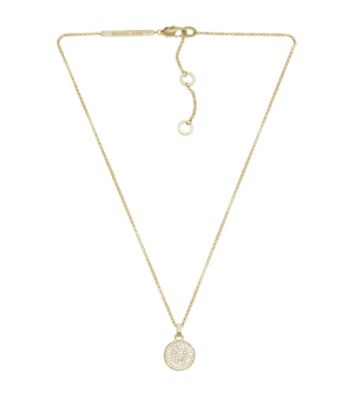 MMichael Kors® Gold Plated Goldtone Concave Pave Pendant Necklace