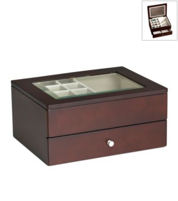 Wallace® Mahogany Jewelry Box with Drawer and Window