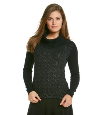 AGB® Petites' Foil Turtleneck Sweater